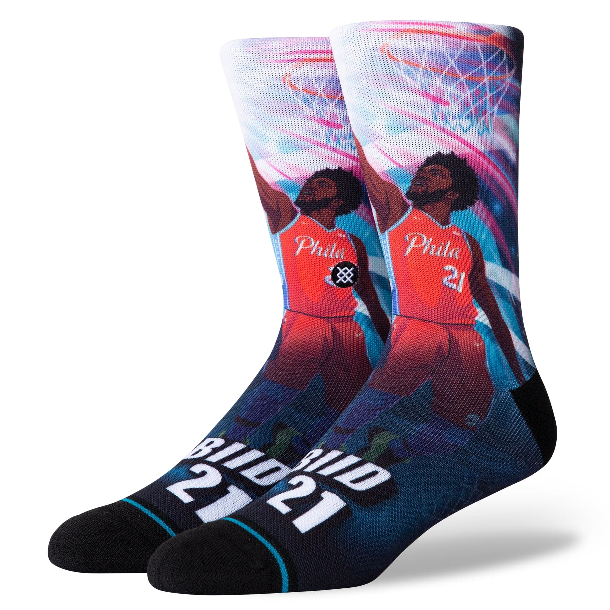 Joel Embiid Philadelphia 76ers Stance NBA Rise Crew Socks