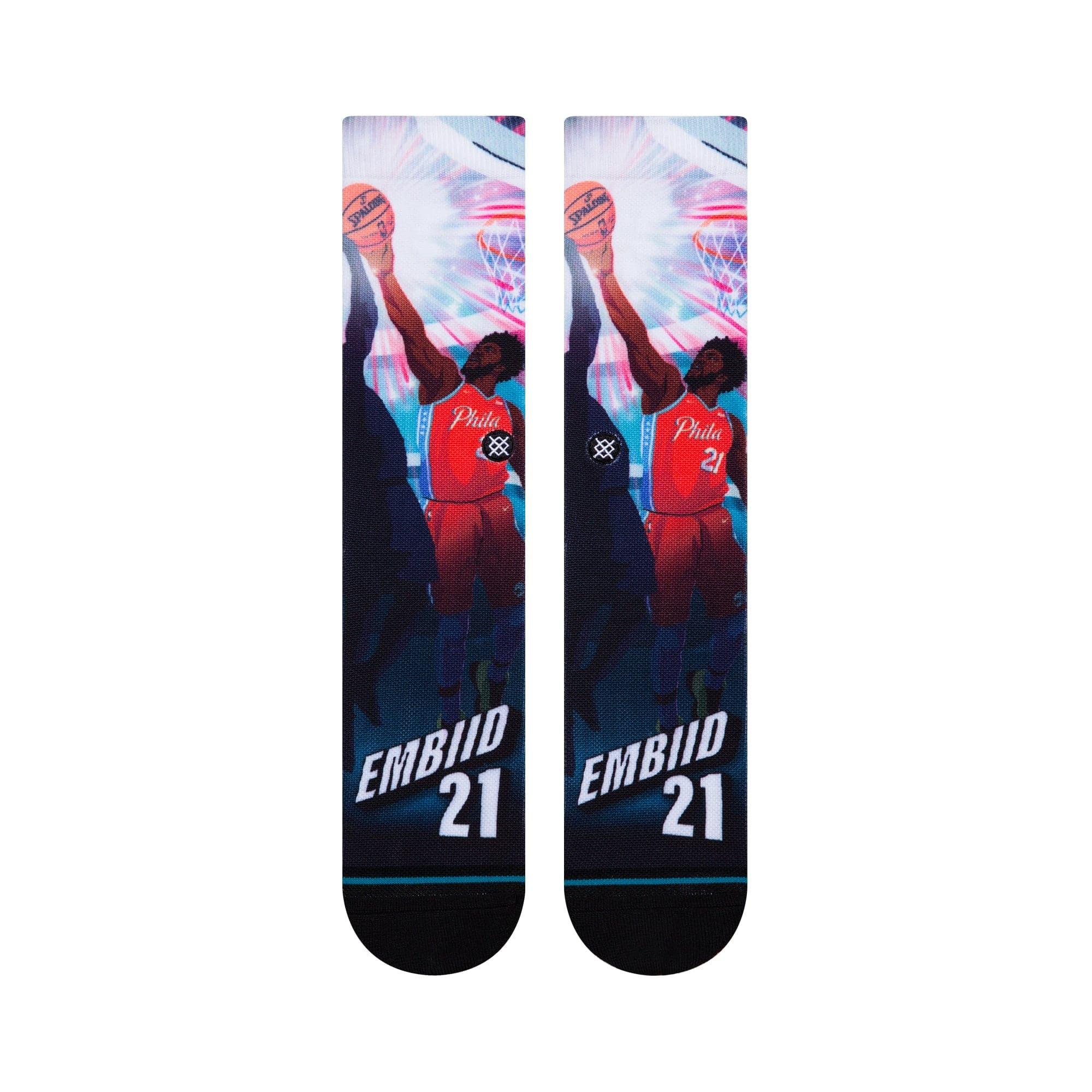 Joel Embiid Philadelphia 76ers Stance NBA Rise Crew Socks