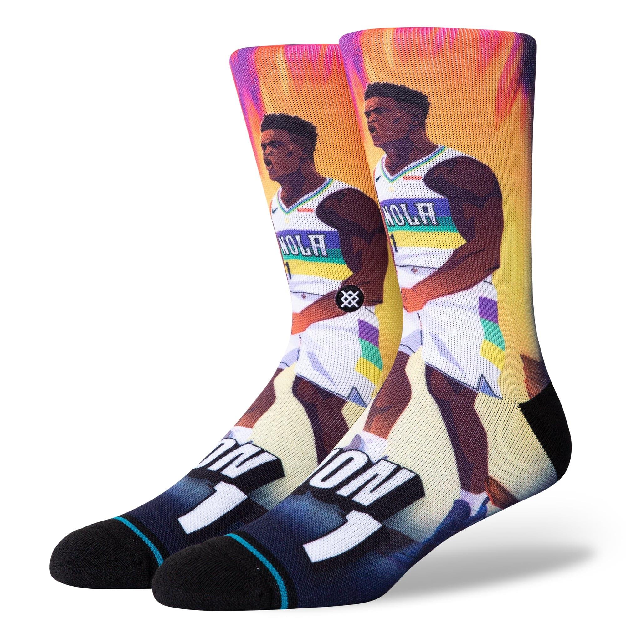 Zion Williamson New Orleans Pelicans Stance NBA Rise Crew Socks