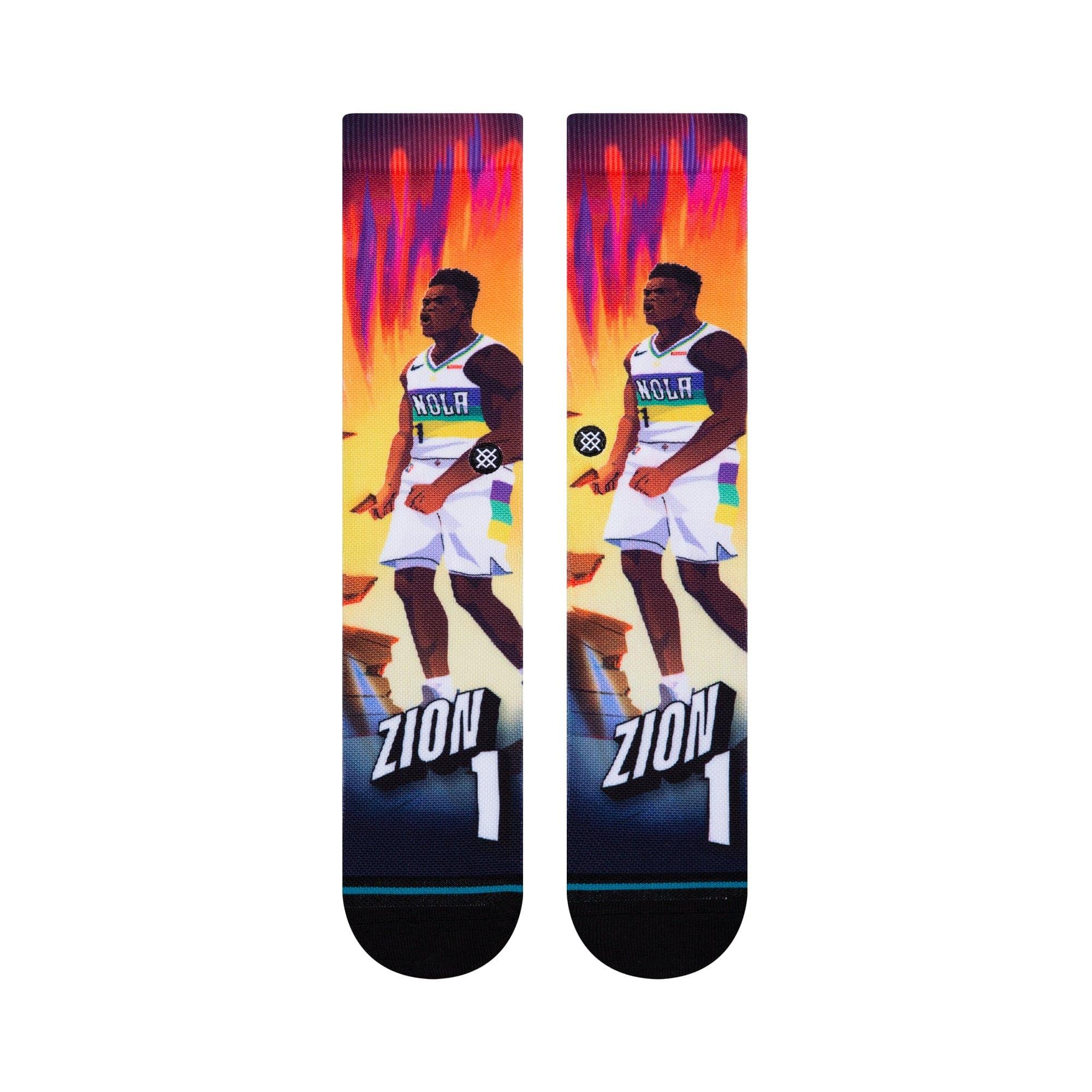 Zion Williamson New Orleans Pelicans Stance NBA Rise Crew Socks