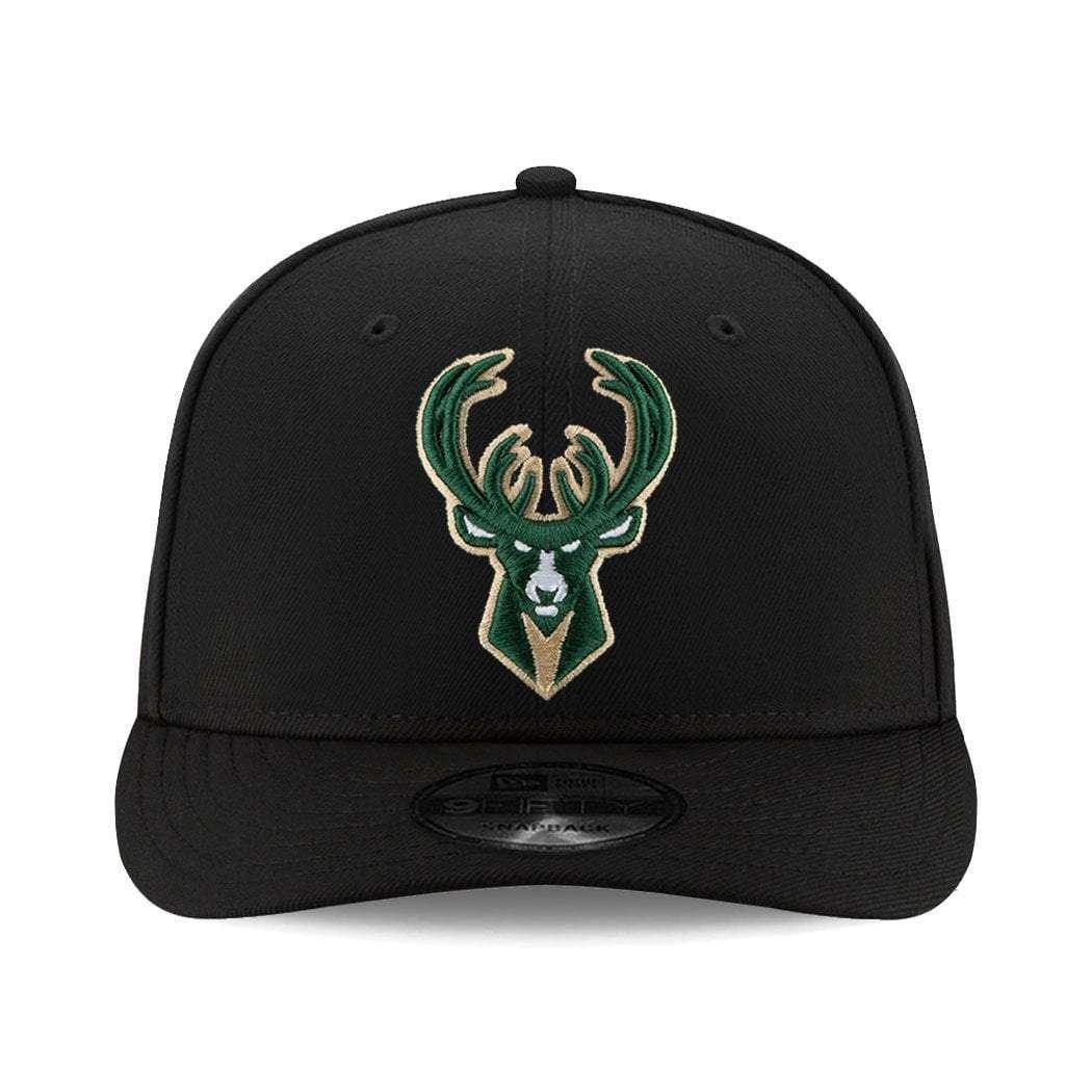 Milwaukee Bucks New Era NBA Team Pre-Curved 9FIFTY Snapback Hat - Black