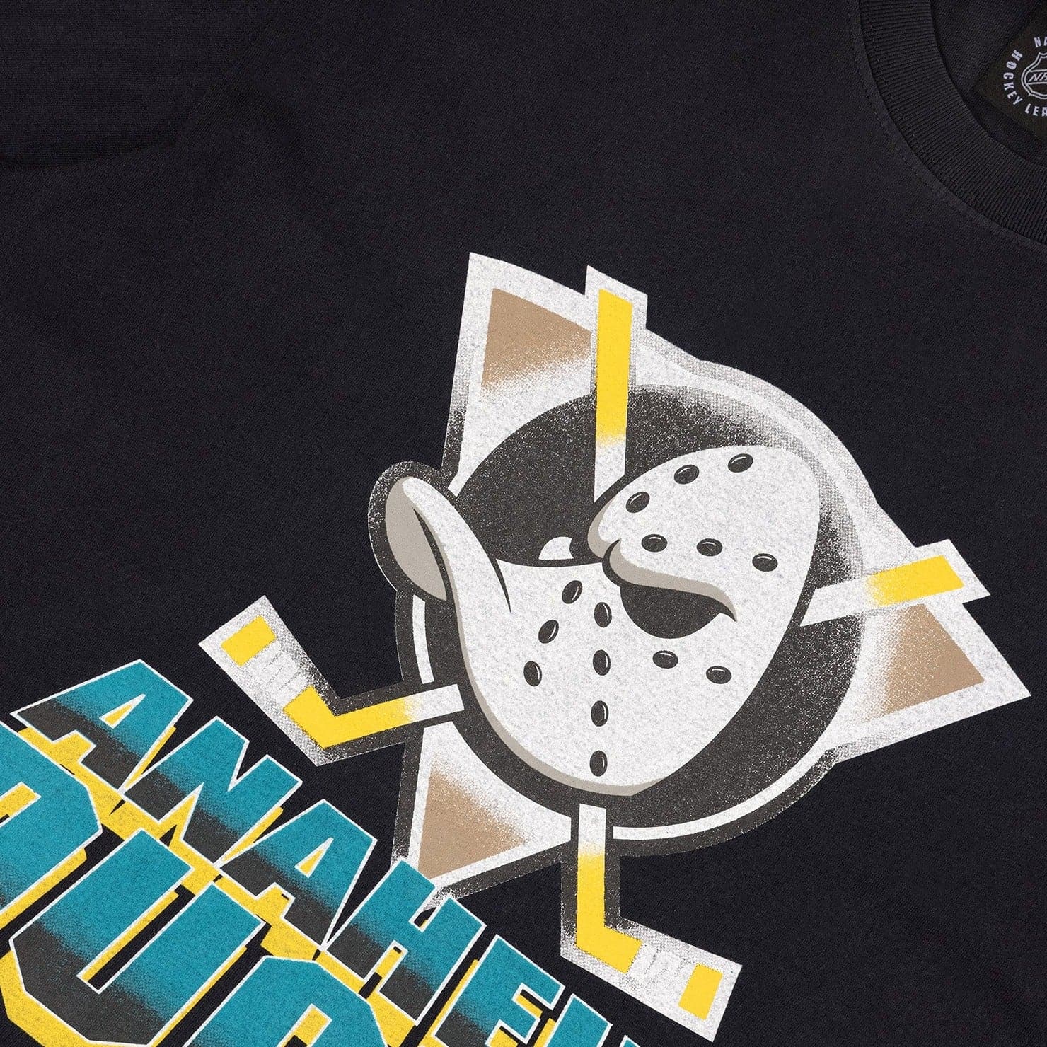 Anaheim Mighty Ducks NHL Shadow Graphic Vintage T-Shirt - Faded Black