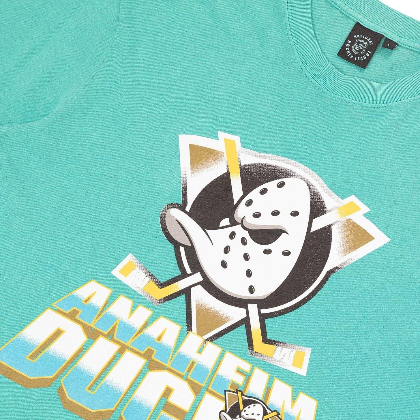 Anaheim Mighty Ducks NHL Shadow Graphic Vintage T-Shirt - Faded Teal