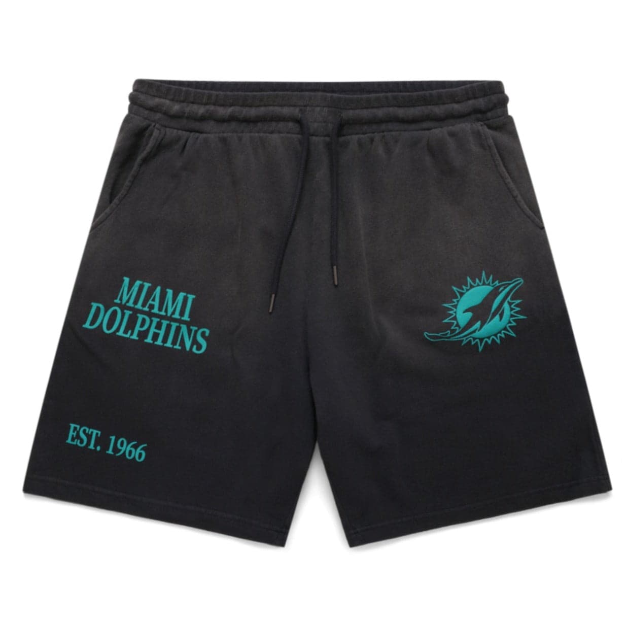 Miami Dolphins NFL Multi Logo Fleece Shorts - Faded Black
