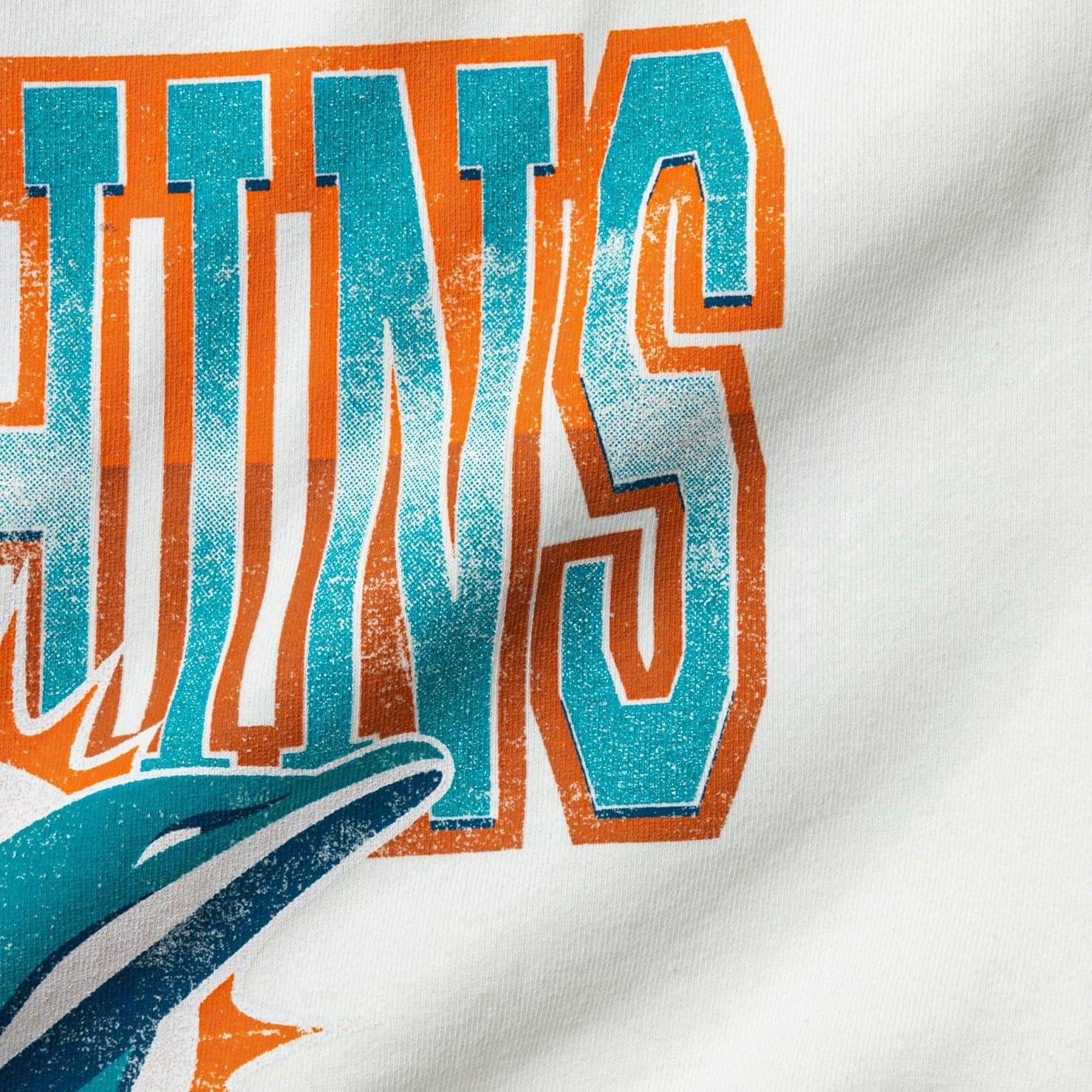 Miami Dolphins NFL Collegiate Fade Vintage Crew Jumper - Vintage White