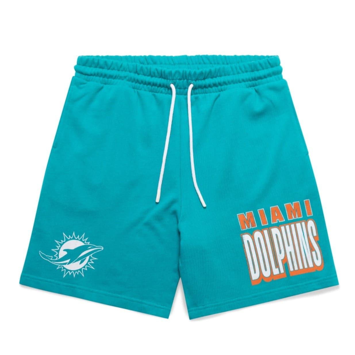 Miami Dolphins Majestic NFL Graphic Fleece Shorts - Faded Teal