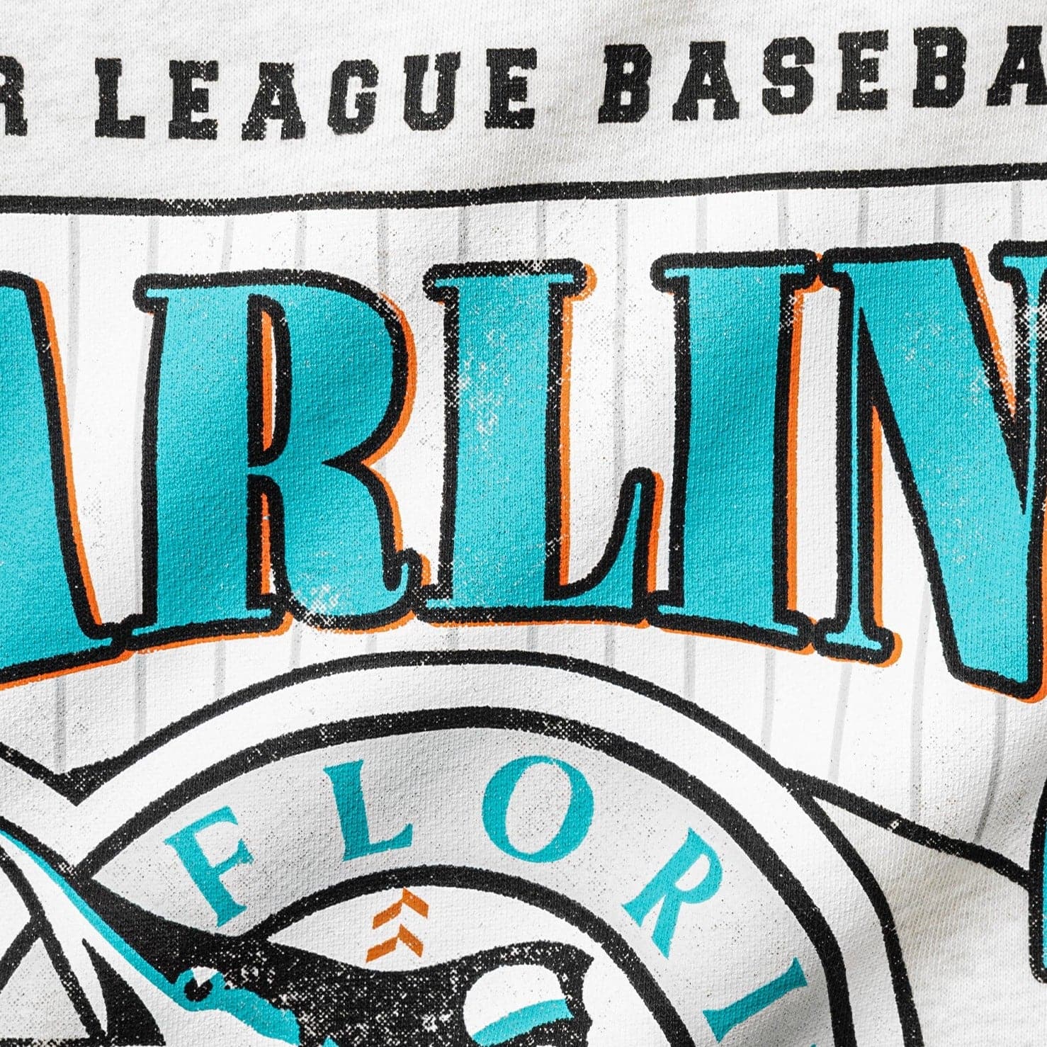 Miami Marlins Majestic MLB Throwback Arch Vintage Crew Jumper - White Marle