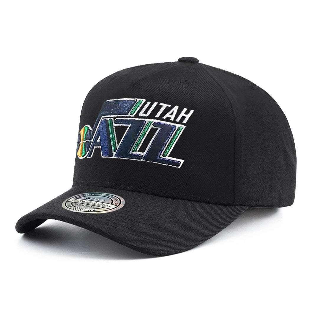 Utah Jazz Mitchell & Ness NBA 110 Logo Curve Snapback Hat - Black