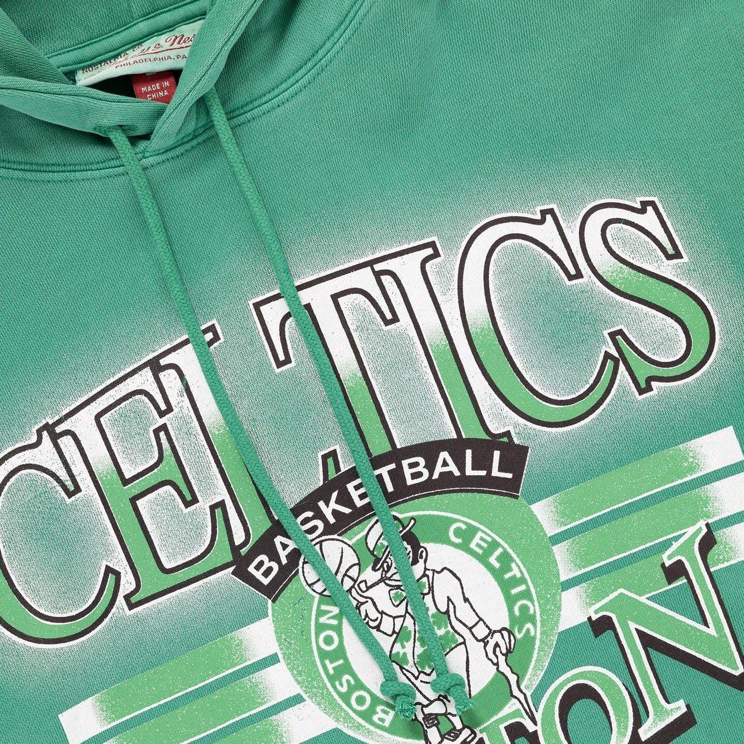 Boston Celtics Mitchell & Ness NBA Glow Vintage Hoodie Jumper - Faded Green
