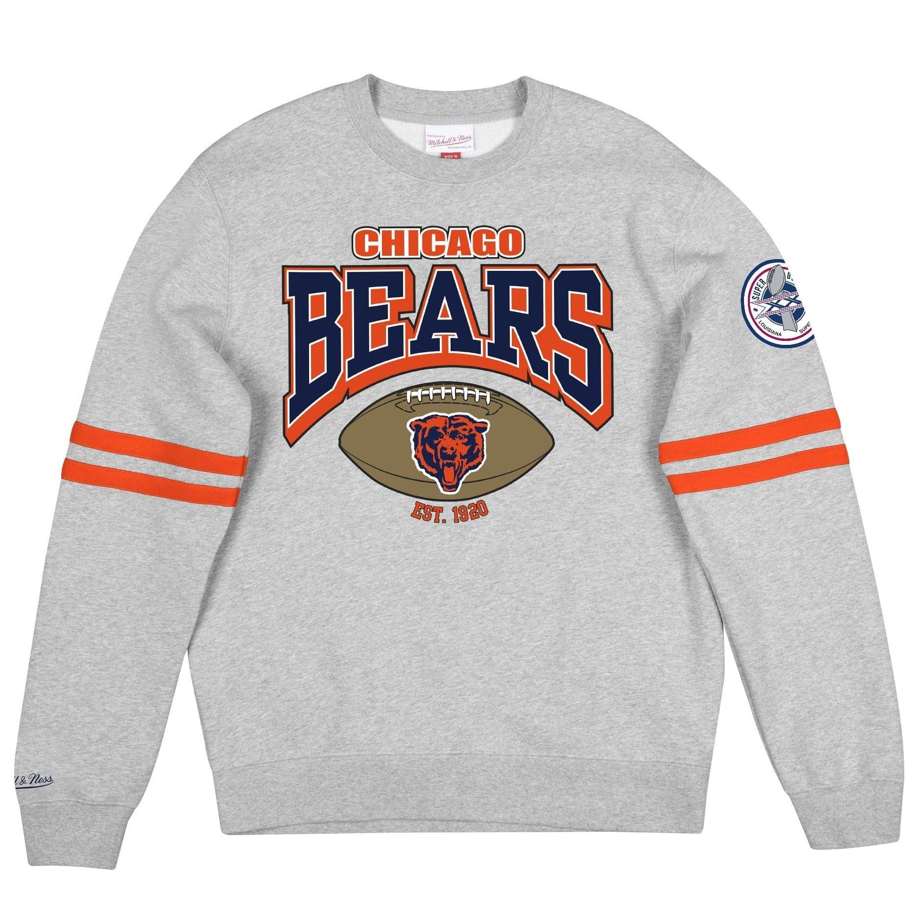 Chicago Bears Mitchell & Ness NFL All Over Champs Premium Crew Jumper - Grey