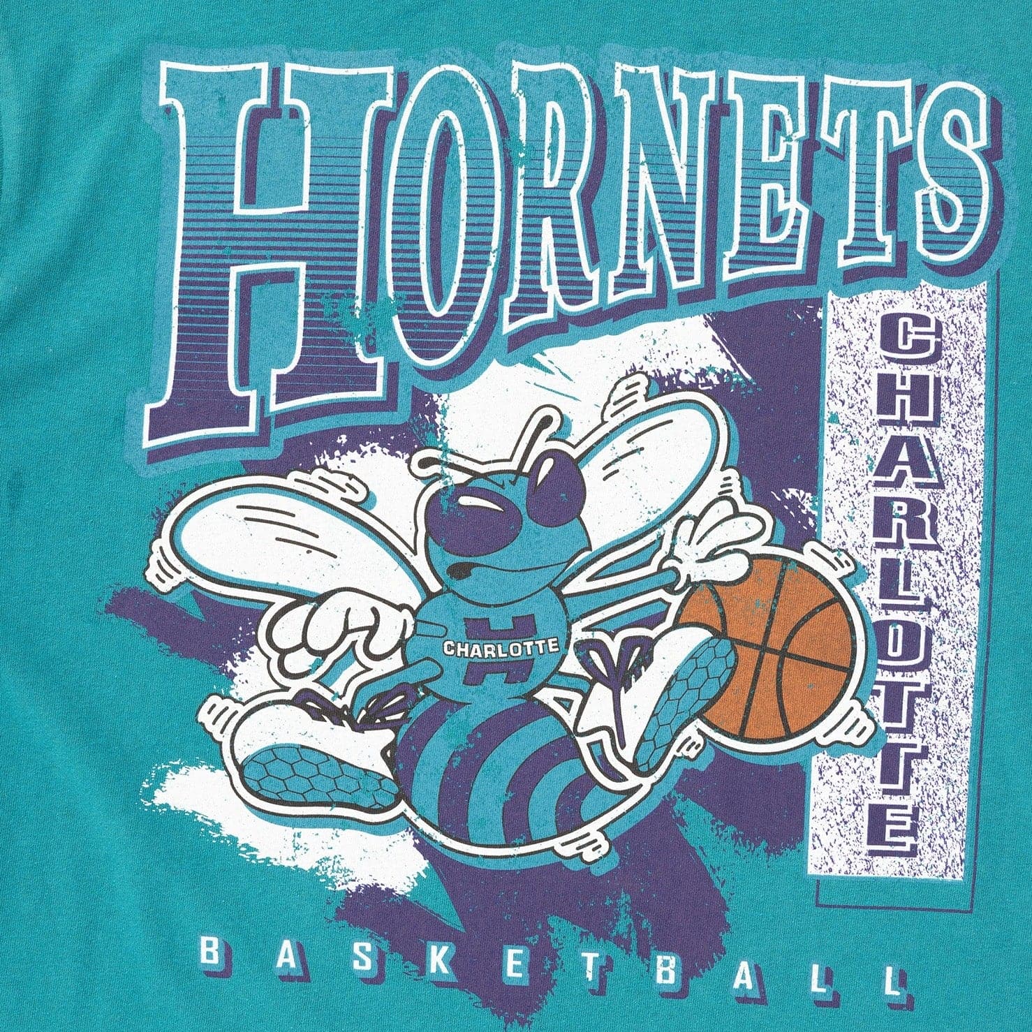 Charlotte Hornets Mitchell & Ness NBA Brush Off Vintage T-Shirt - Faded Teal
