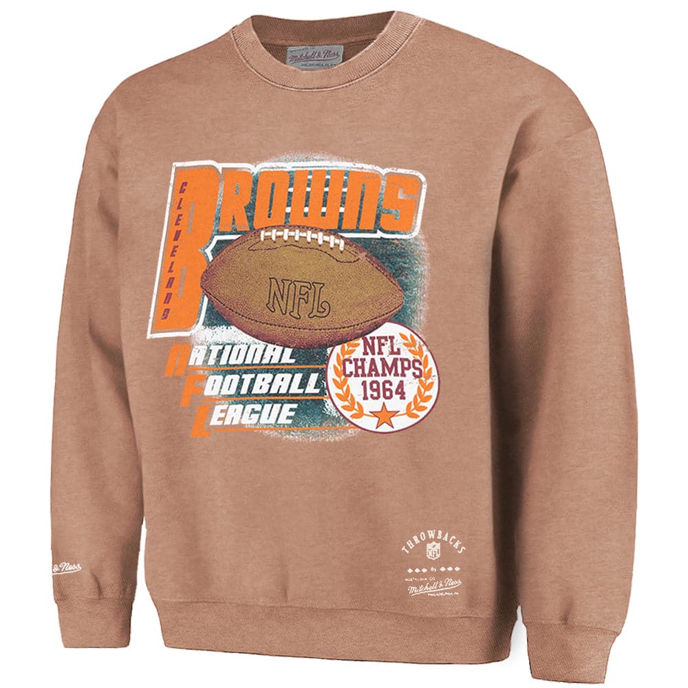 Cleveland Browns Mitchell & Ness NFL Champs Vintage Crew Jumper - Faded Brown