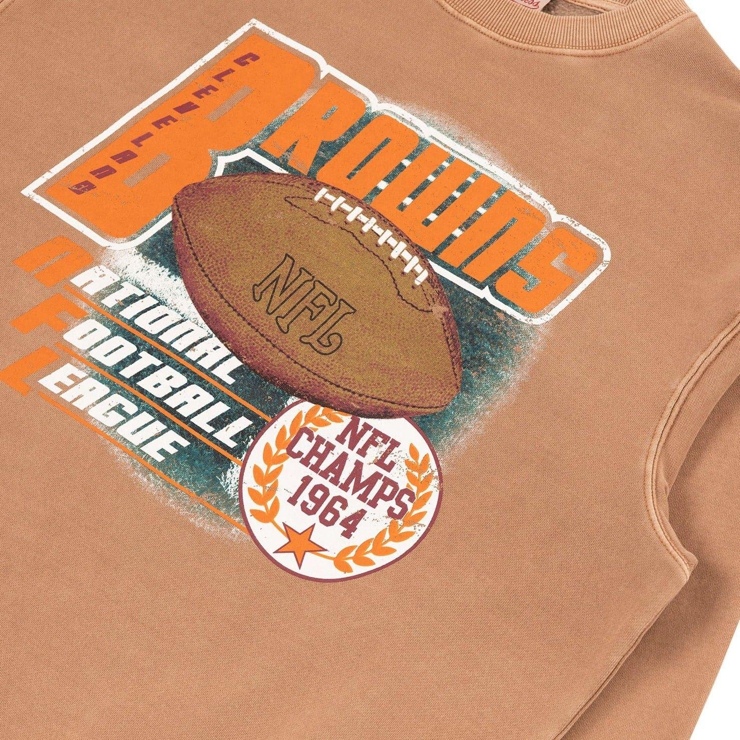 Cleveland Browns Mitchell & Ness NFL Champs Vintage Crew Jumper - Faded Brown