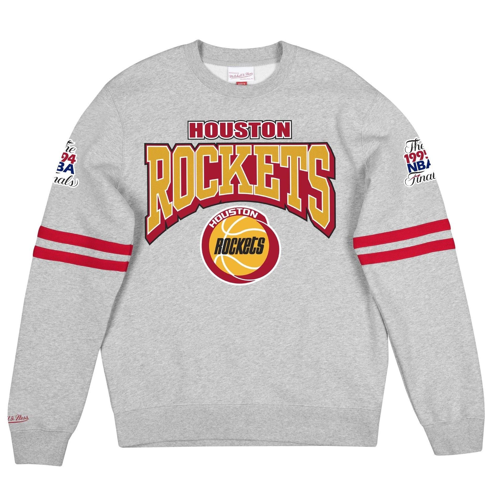Houston Rockets Mitchell & Ness NBA All Over Champs Premium Crew Jumper - Grey