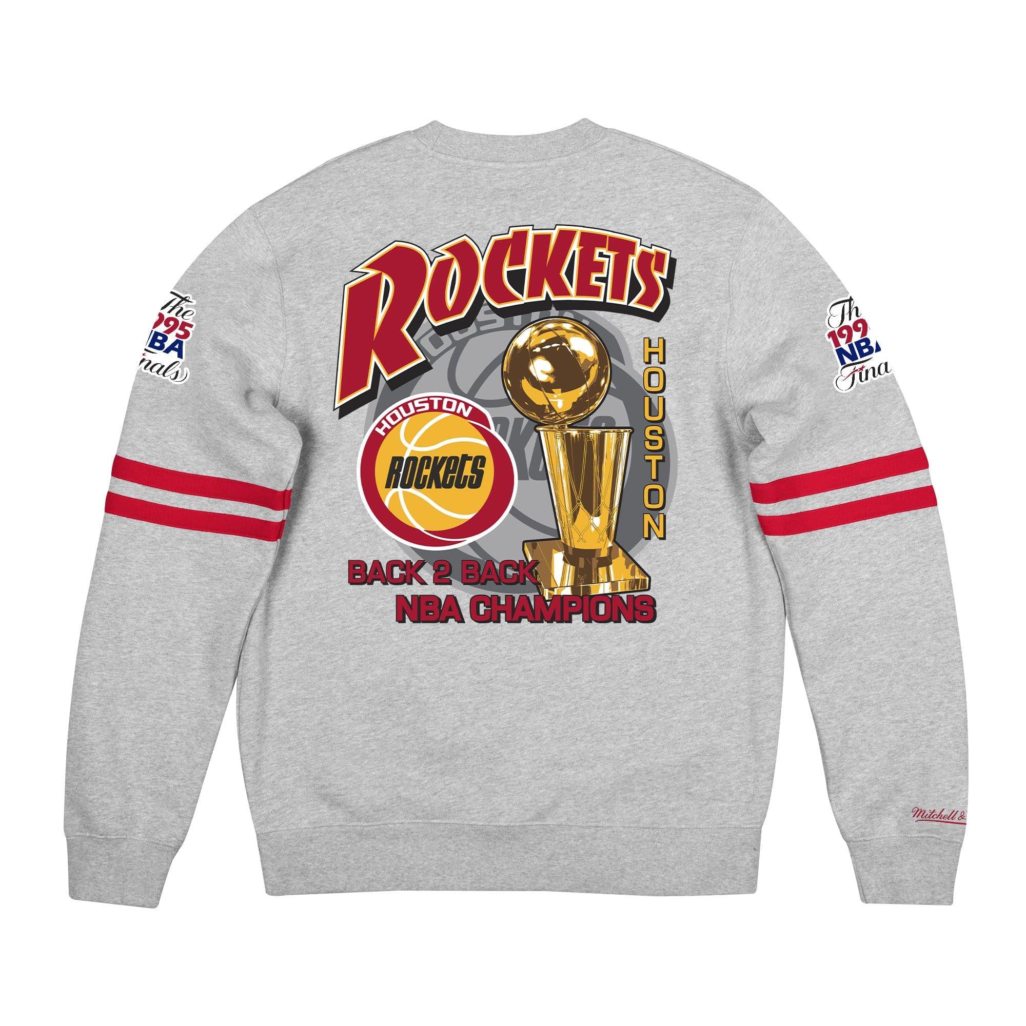Houston Rockets Mitchell & Ness NBA All Over Champs Premium Crew Jumper - Grey