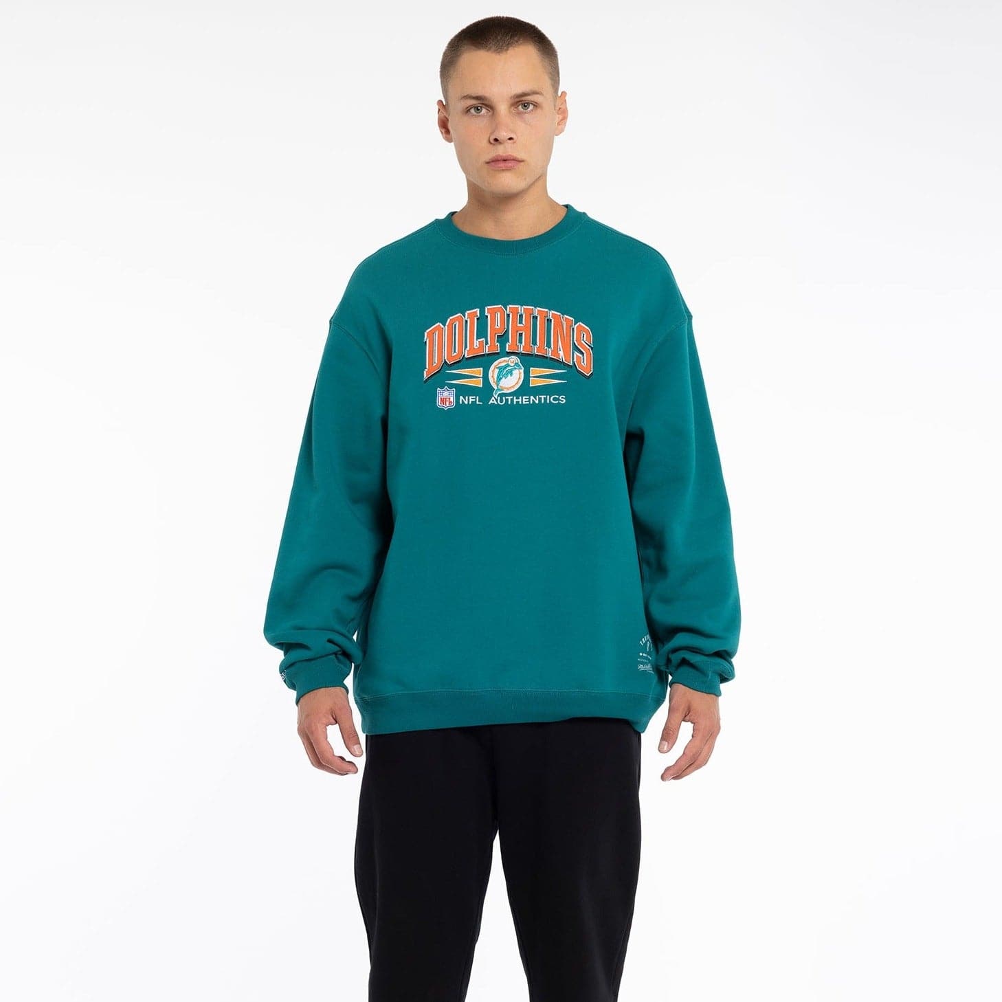 Miami Dolphins Mitchell & Ness NFL Authentics Vintage Crew Jumper - Teal