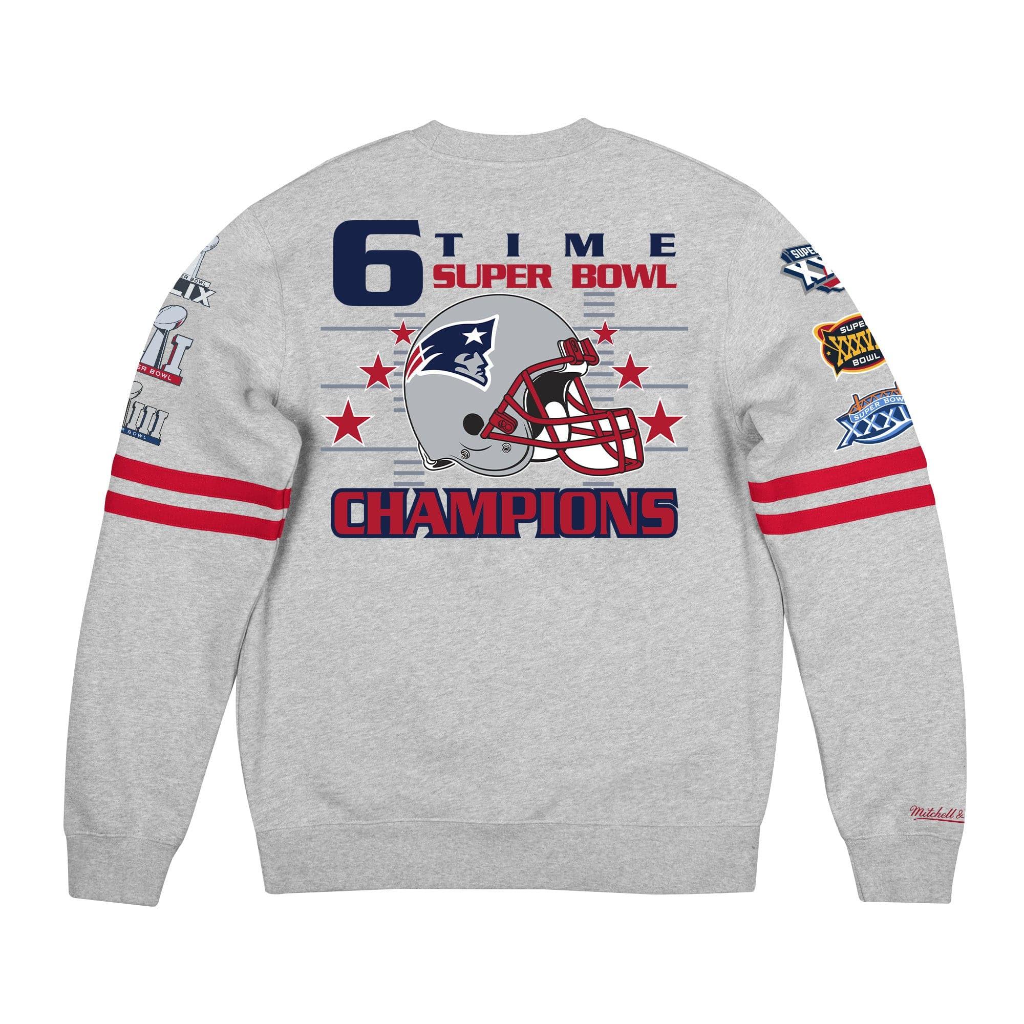 New England Patriots Mitchell & Ness NFL All Over Champs Premium Crew Jumper - Grey