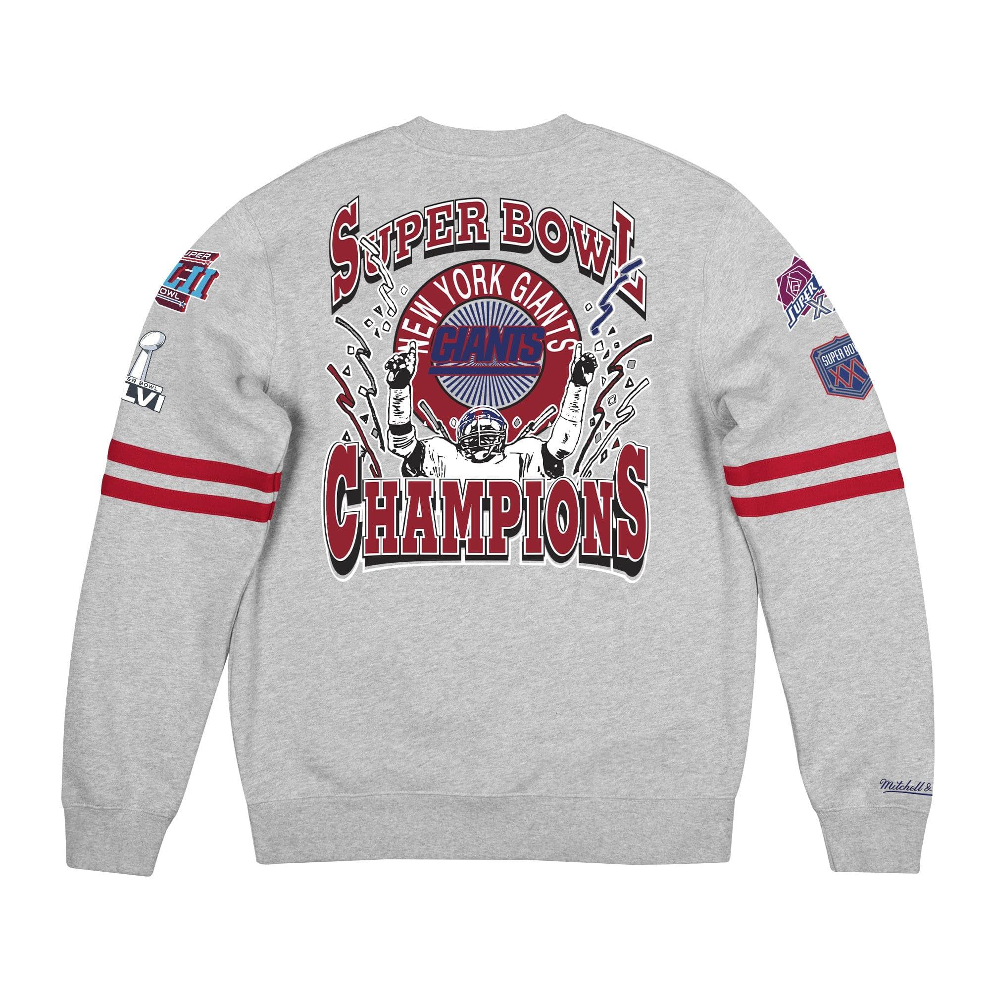New York Giants Mitchell & Ness NFL All Over Champs Premium Crew Jumper - Grey