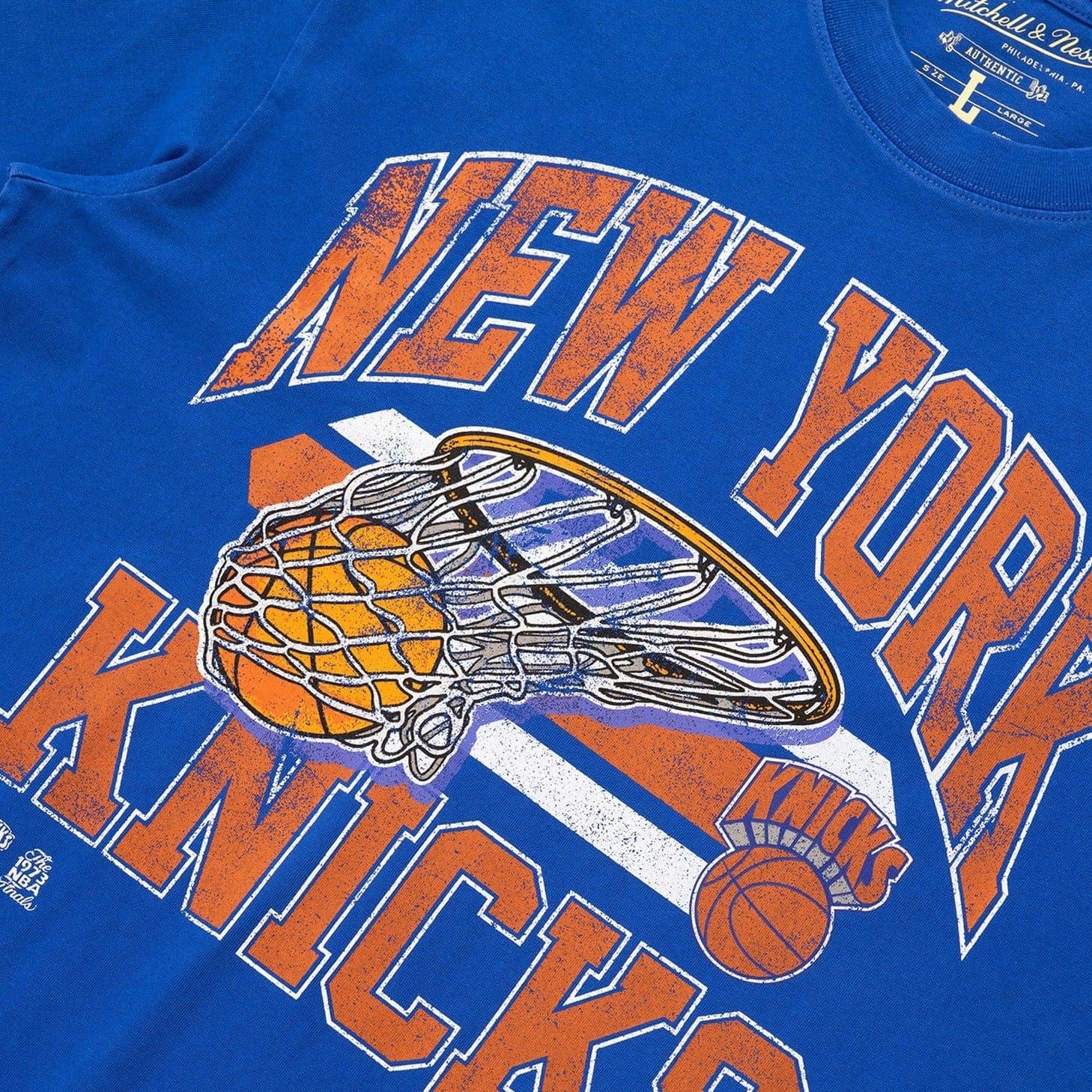New York Knicks Mitchell & Ness NBA Bucket Vintage T-Shirt - Faded Blue