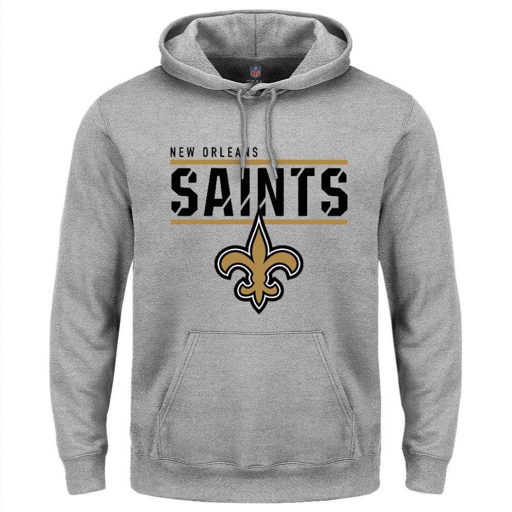 New Orleans Saints Majestic NFL Flex Team Hoodie Jumper - Grey Marle