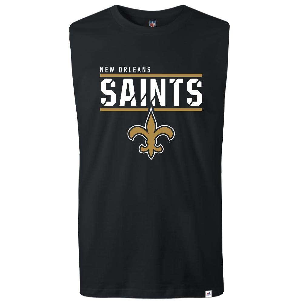 New Orleans Saints Majestic NFL Team Flex Sleeveless Muscle T-Shirt - Black