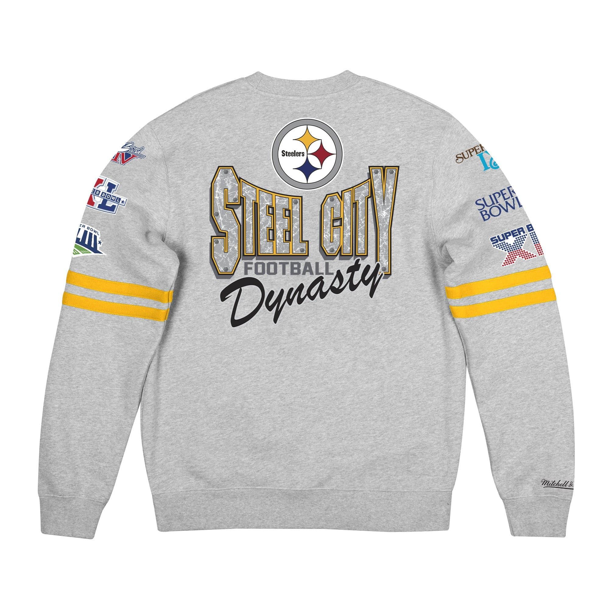 Pittsburgh Steelers Mitchell & Ness NFL All Over Champs Premium Crew Jumper - Grey