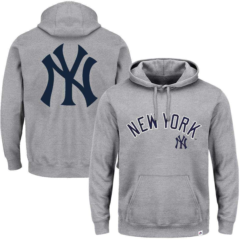 New York Yankees Majestic MLB Rolsher Hoodie Jumper - Grey