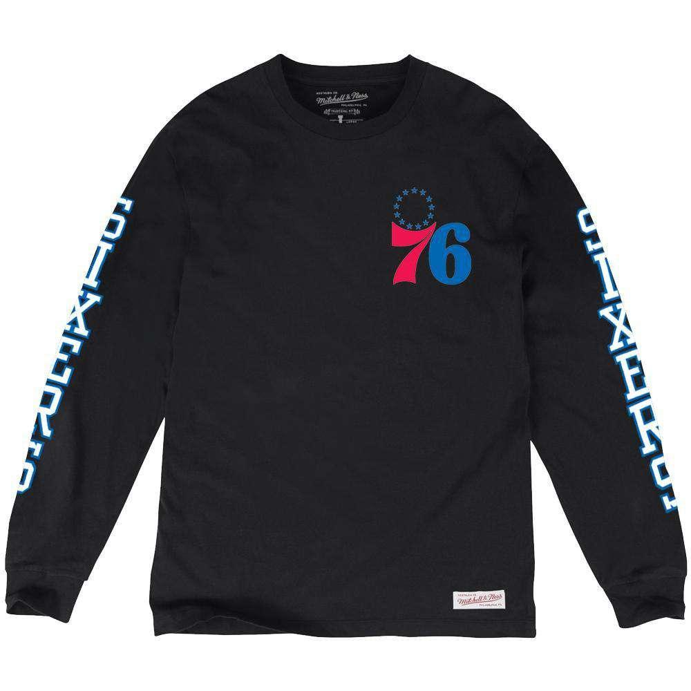 Philadelphia 76ers Mitchell & Ness NBA Iconic Long Sleeve T-Shirt - Black