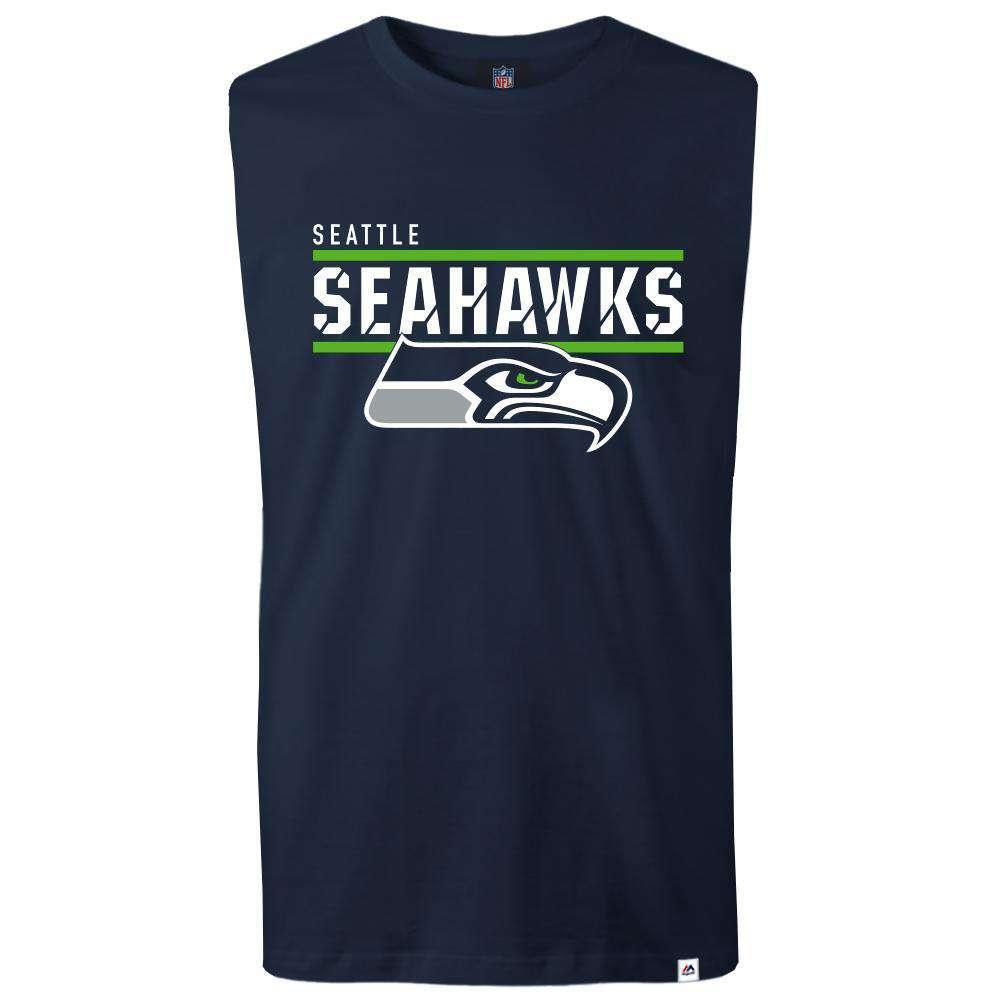 Seattle Seahawks Majestic NFL Team Flex Sleeveless Muscle T-Shirt - Navy