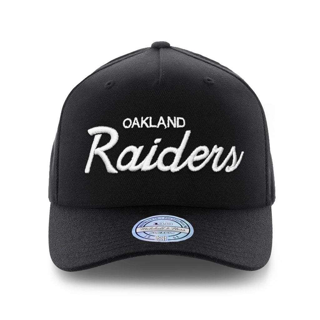 Oakland Raiders Mitchell & Ness NFL 110 Script Curve Snapback Hat - Black
