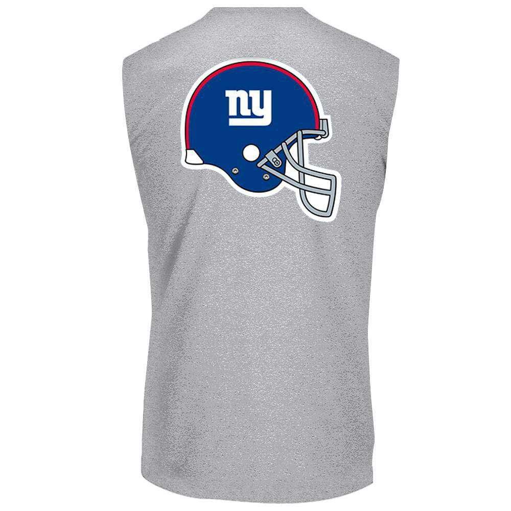 New York Giants Majestic NFL Helmet Logo Sleeveless Muscle T-Shirt - Grey
