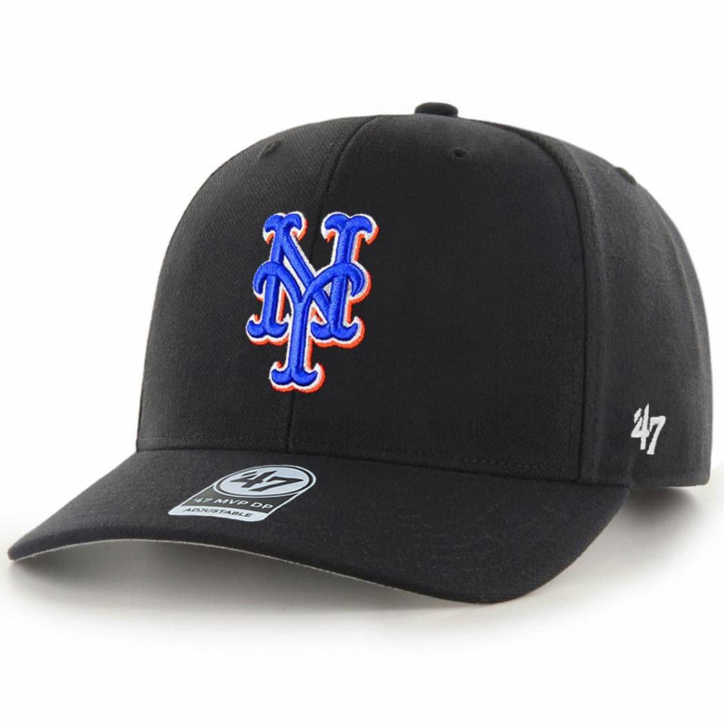 New York Mets ‘47 MLB Cooperstown MVP DP Pre-Curved Snapback Hat - Black