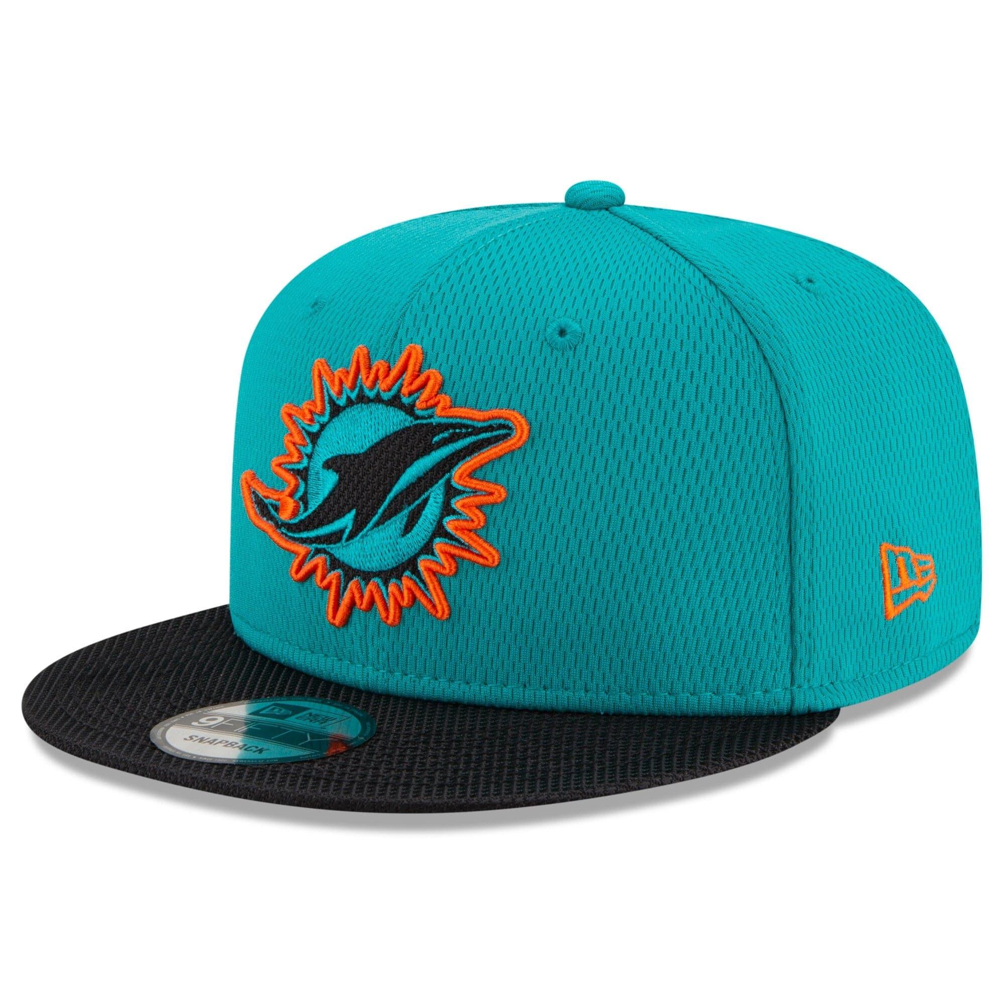 Miami Dolphins New Era NFL 2021 Sideline Road 9FIFTY Snapback Hat - Aqua