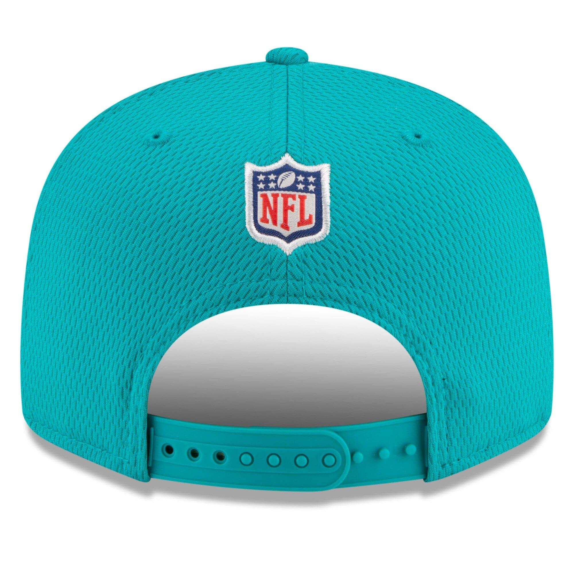 Miami Dolphins New Era NFL 2021 Sideline Road 9FIFTY Snapback Hat - Aqua
