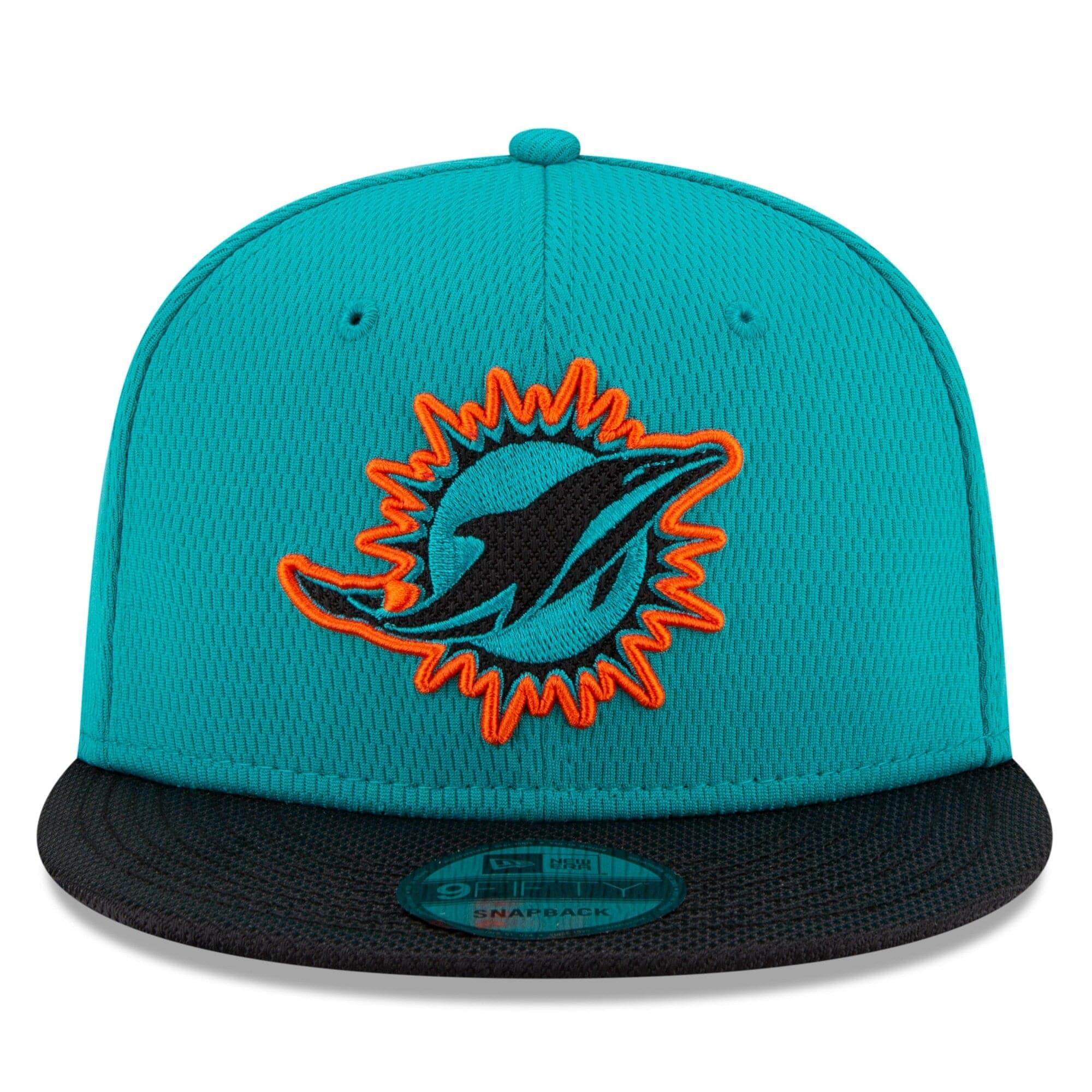 Miami Dolphins New Era NFL 2021 Sideline Road 9FIFTY Snapback Hat - Aqua