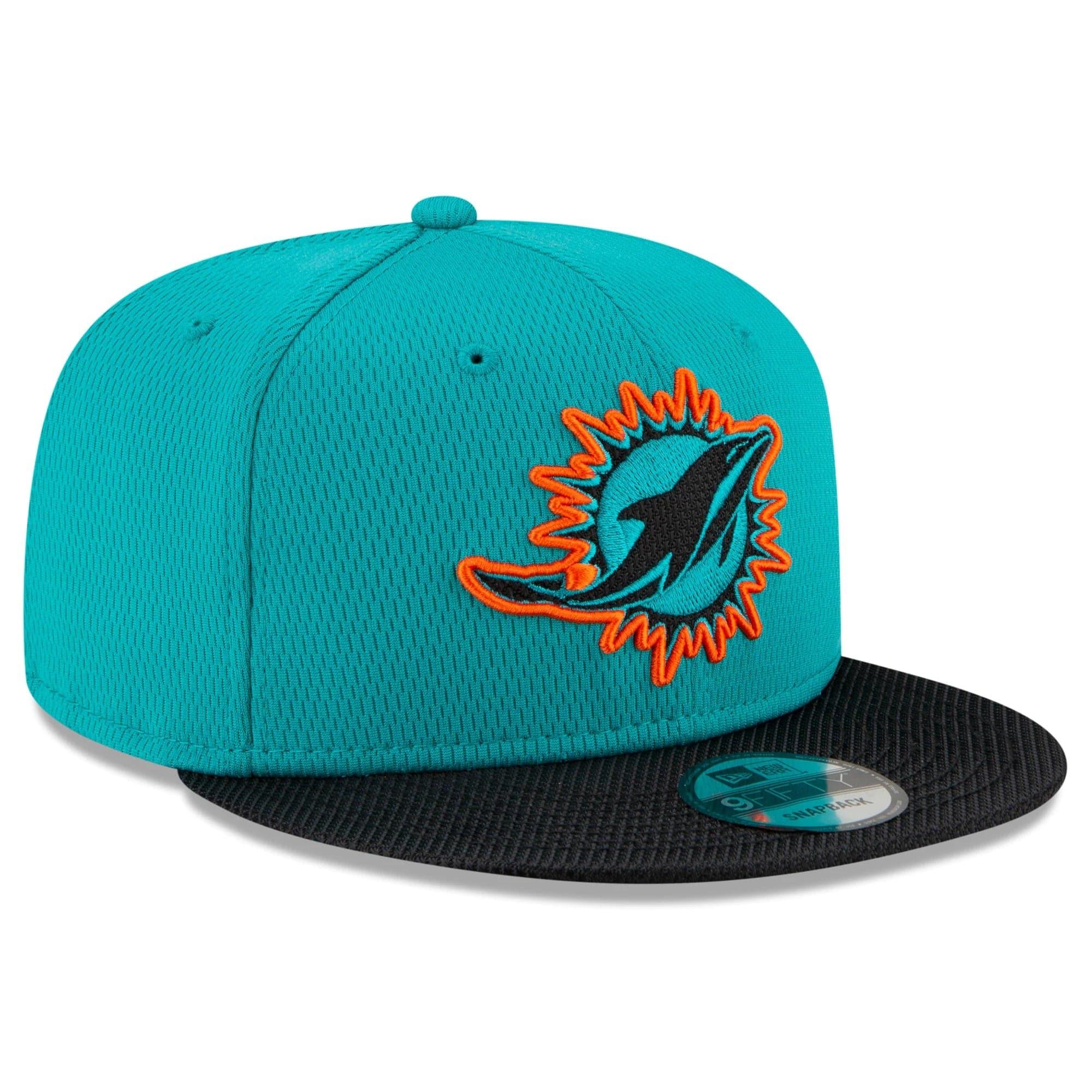 Miami Dolphins New Era NFL 2021 Sideline Road 9FIFTY Snapback Hat - Aqua