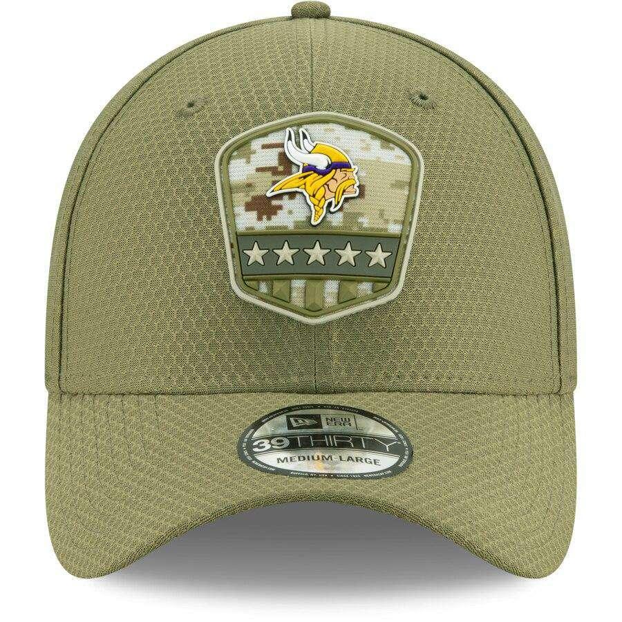 Minnesota Vikings New Era NFL 2019 Salute To Service 39THIRTY Stretch-Fit Curve Hat - Army