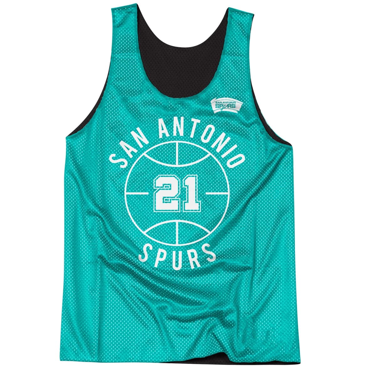 Tim Duncan San Antonio Spurs Mitchell & Ness NBA Reversible Mesh Tank - Black/Teal