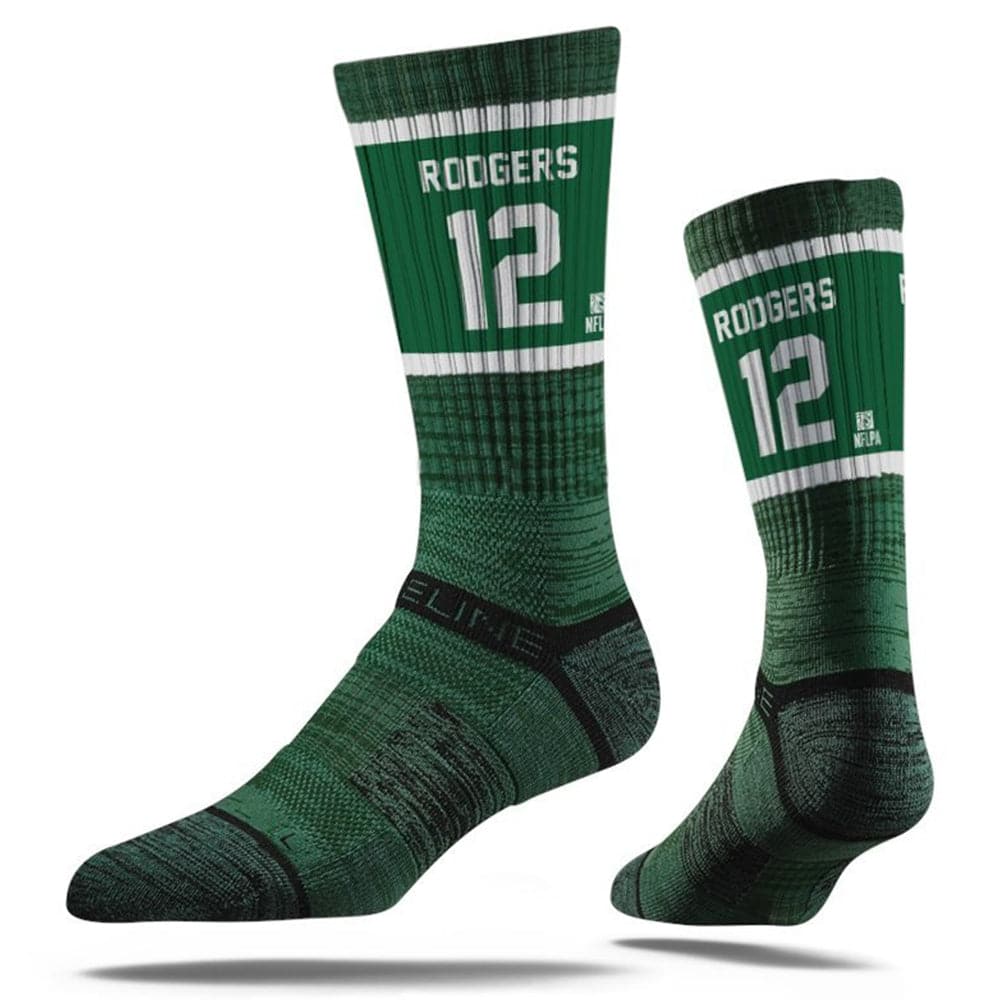 Aaron Rodgers Gren Bay Packers Strideline NFL Sherzy Premium Crew Socks - Green