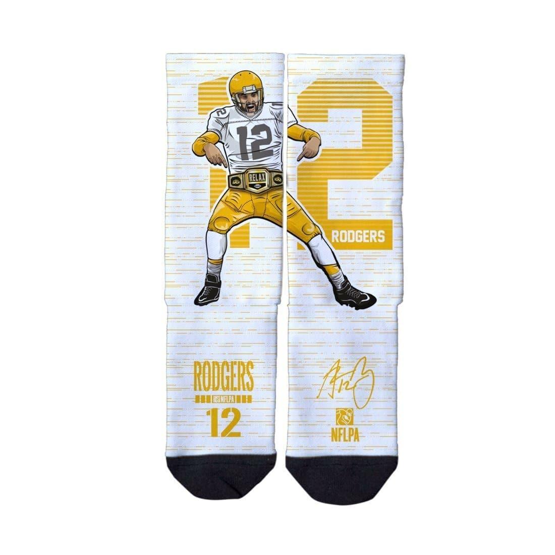 Aaron Rodgers Green Bay Packers Strideline NFL Celebration Classic Crew Socks - White