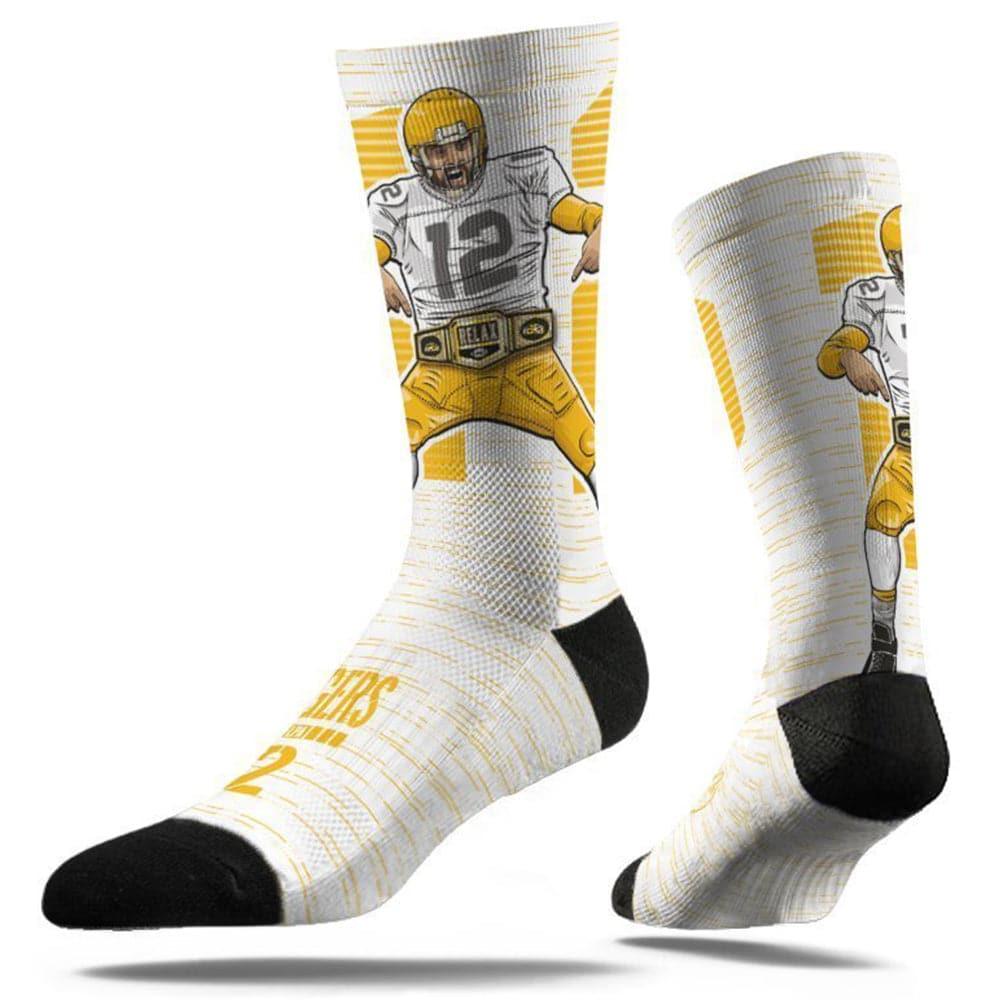 Aaron Rodgers Green Bay Packers Strideline NFL Celebration Classic Crew Socks - White