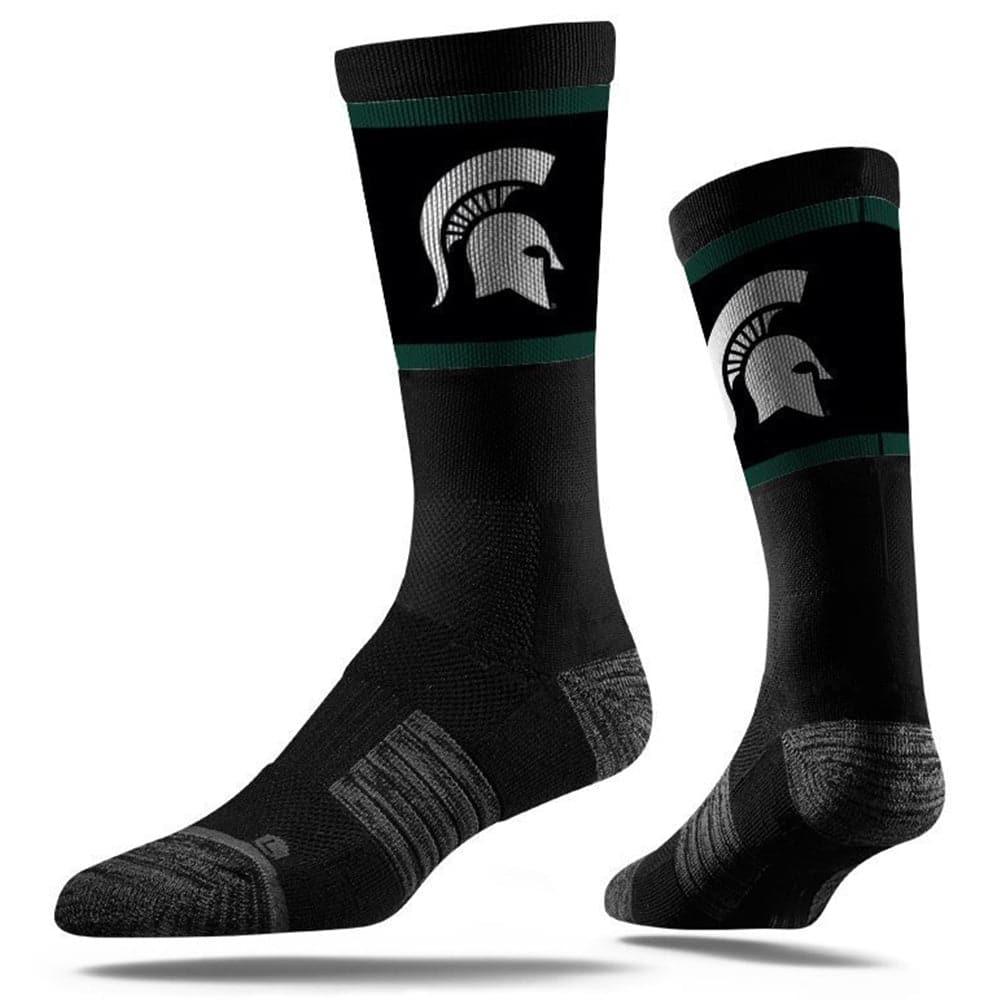 Michigan State Spartans Strideline NCAA Team Stripe Classic Crew Socks - Black
