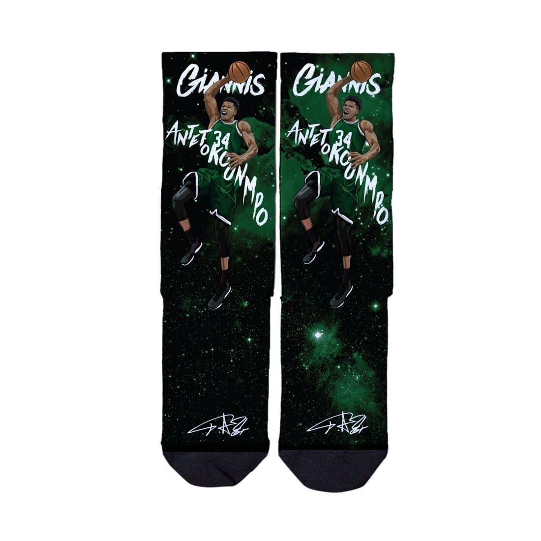 Giannis Antetokounmpo Milwaukee Bucks Strideline NBA Galaxy Classic Crew Socks - Black