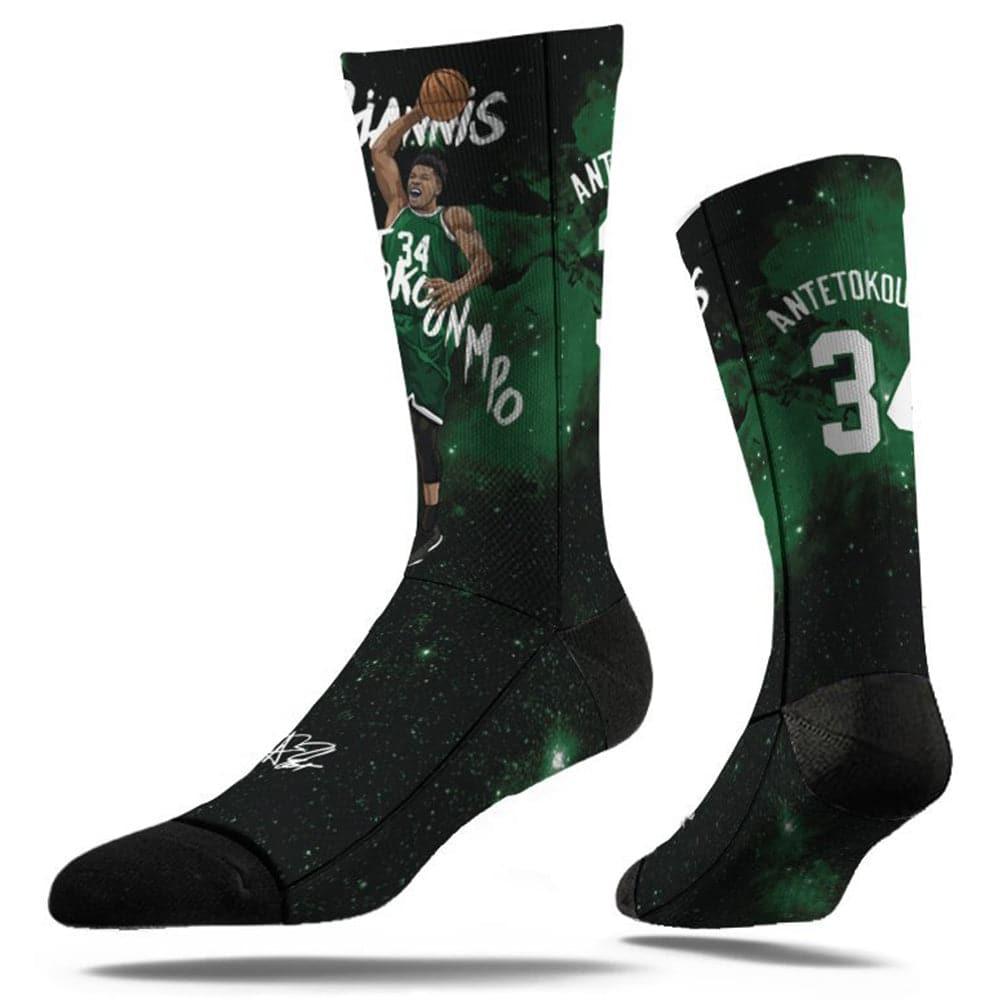 Giannis Antetokounmpo Milwaukee Bucks Strideline NBA Galaxy Classic Crew Socks - Black