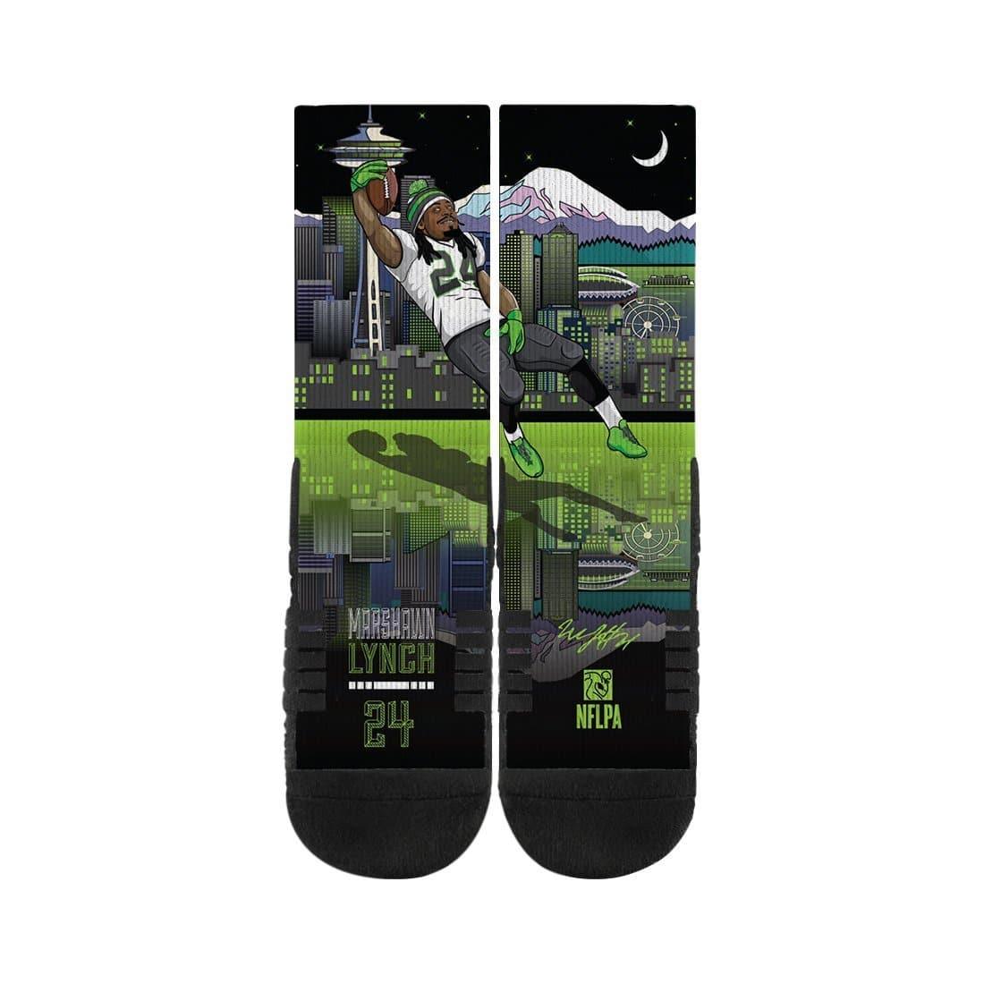 Marshawn Lynch Seattle Seahawks Strideline NFL Superhero Premium Crew Socks - Black
