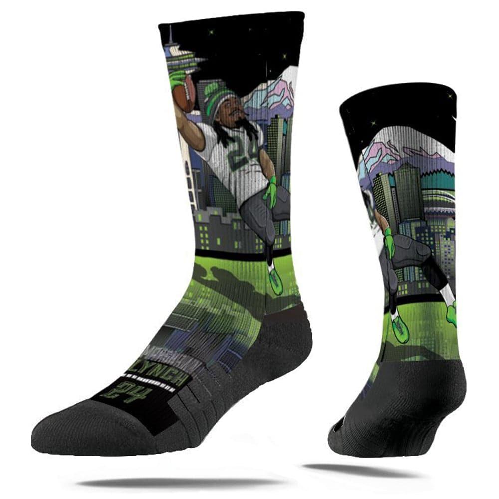 Marshawn Lynch Seattle Seahawks Strideline NFL Superhero Premium Crew Socks - Black