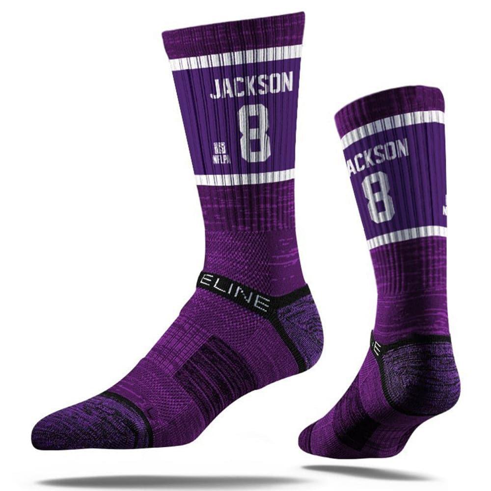 Lamar Jackson Baltimore Ravens Strideline NFL Sherzy Premium Crew Socks - Purple