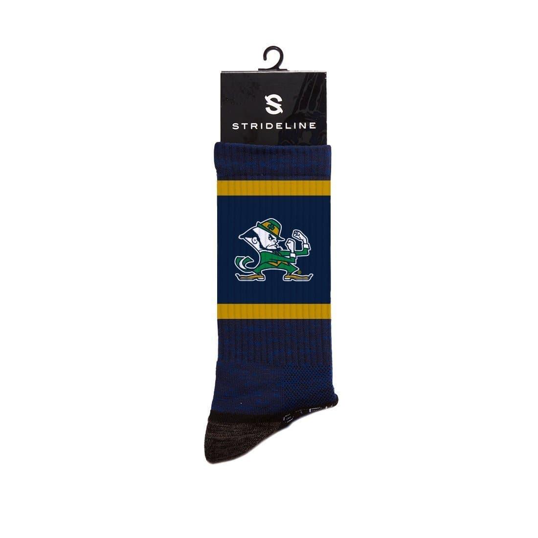 Notre Dame Fighting Irish Strideline NCAA Team Stripe Premium Crew Socks - Navy