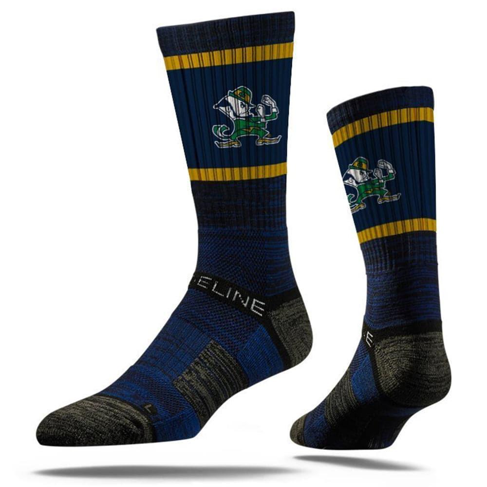Notre Dame Fighting Irish Strideline NCAA Team Stripe Premium Crew Socks - Navy