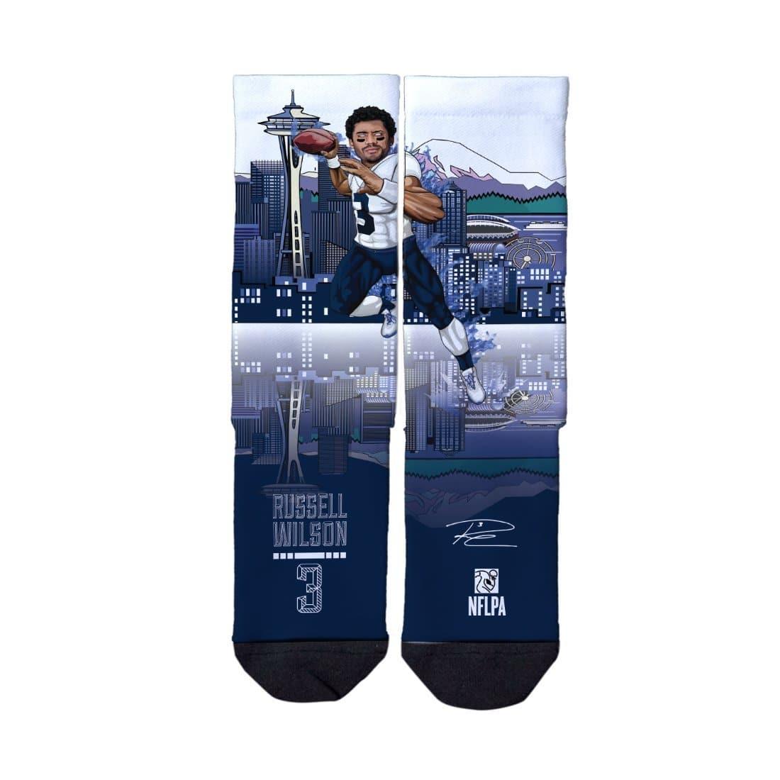 Russell Wilson Seattle Seahawks Strideline NFL Superhero Classic Crew Socks - Navy